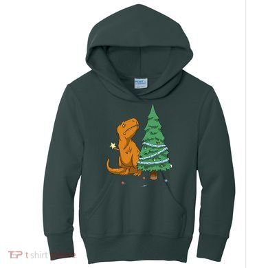 Cute T Rex Christmas Tree Kids Hoodie