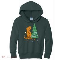 Cute T Rex Christmas Tree Kids Hoodie thumb 0
