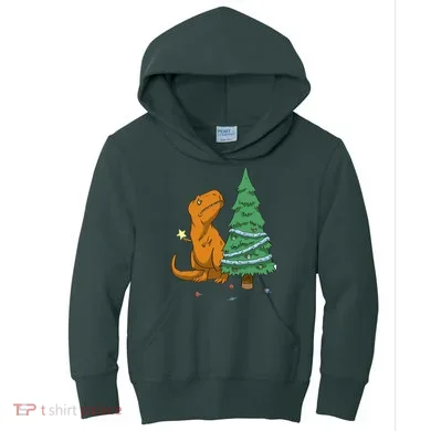 Cute T Rex Christmas Tree Kids Hoodie