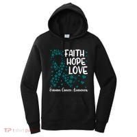Cute Teal Ribbon Cute Gift Faith Hope Love Ovarian Cancer Gift Women's Hoodie thumb 0