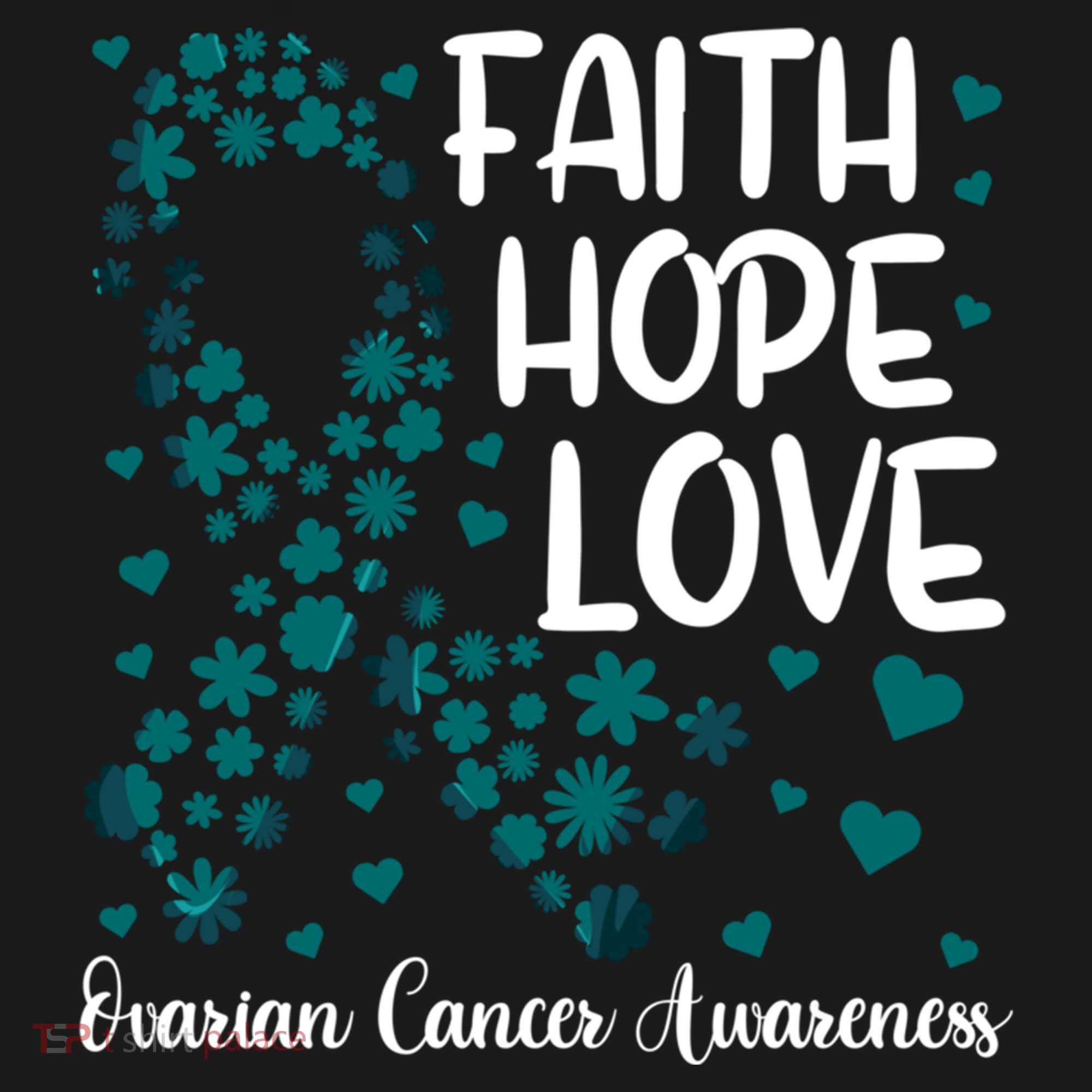 Cute Teal Ribbon Cute Gift Faith Hope Love Ovarian Cancer Gift Women's Hoodie