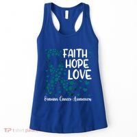 Cute Teal Ribbon Cute Gift Faith Hope Love Ovarian Cancer Gift Women's Tank Top thumb 0