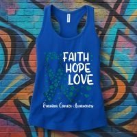 Cute Teal Ribbon Cute Gift Faith Hope Love Ovarian Cancer Gift Women's Tank Top thumb 3