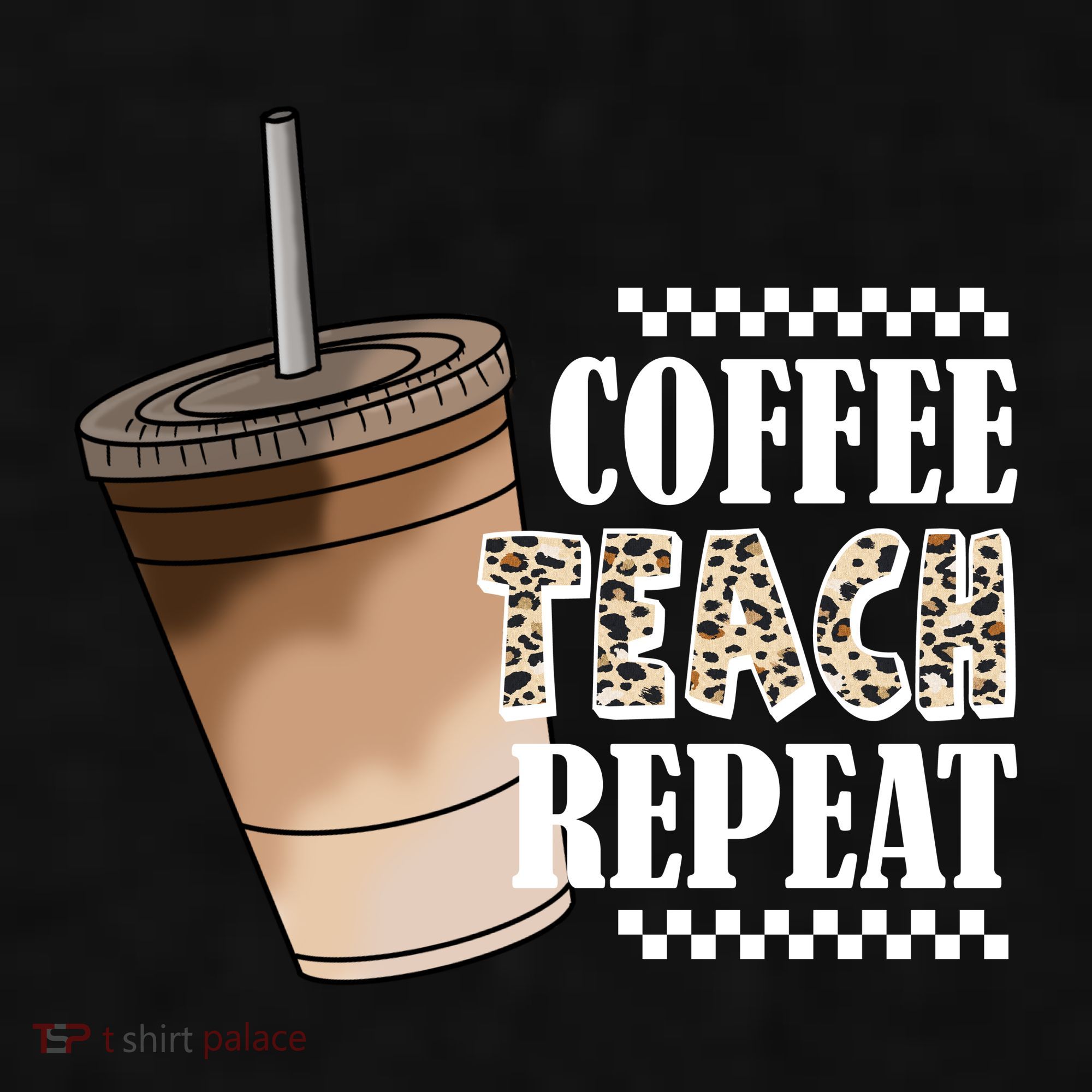 Coffee Teach Repeat Cute Teacher Gift Ladies PosiCharge Tri-Blend Wicking Tank