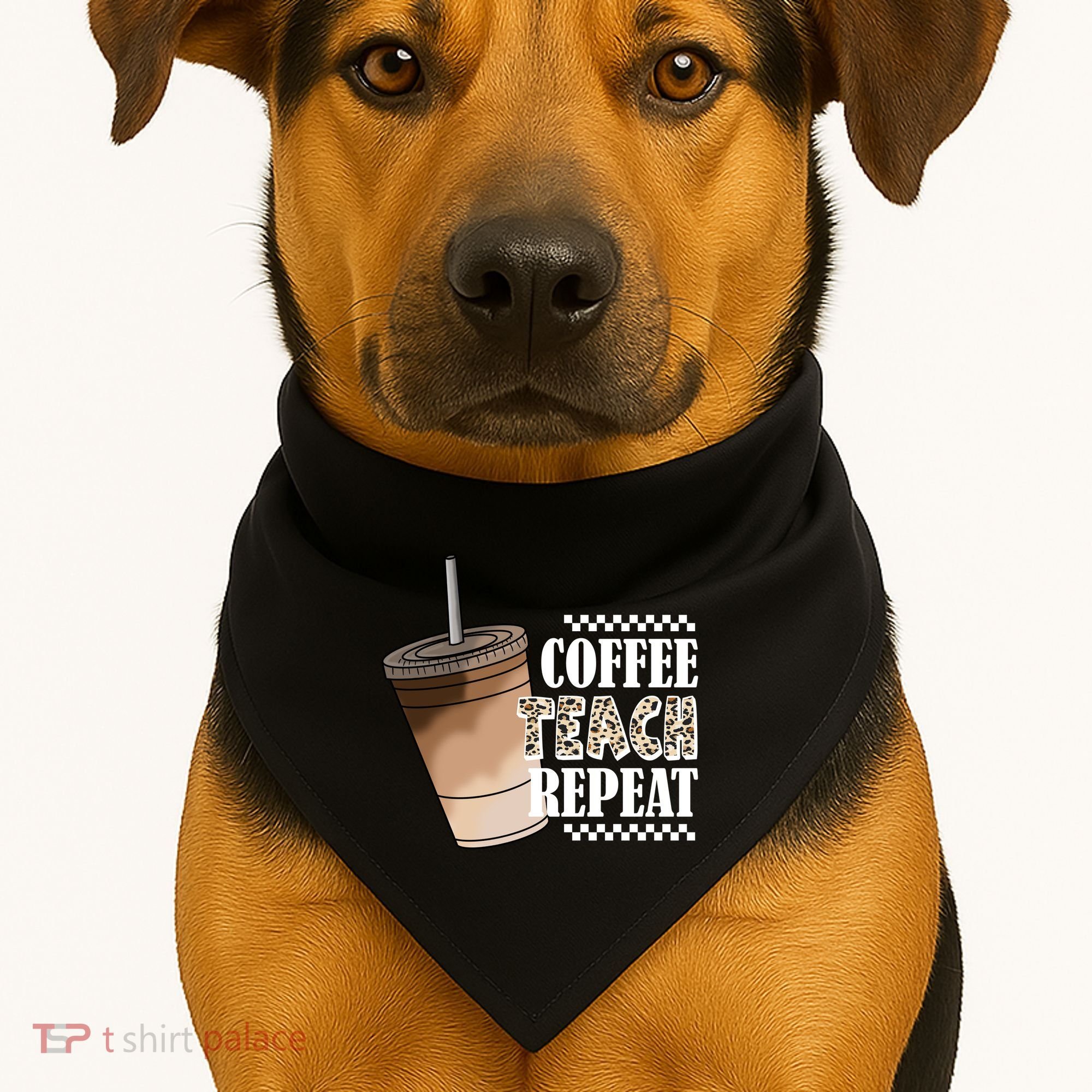 Coffee Teach Repeat Cute Teacher Gift USA-Made Doggie Bandana