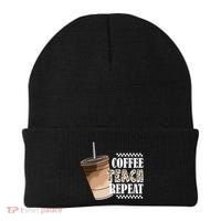 Coffee Teach Repeat Cute Teacher Gift Beanie thumb 0