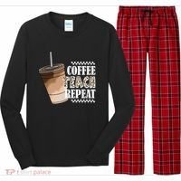 Coffee Teach Repeat Cute Teacher Gift Long Sleeve Pajama Set thumb 0