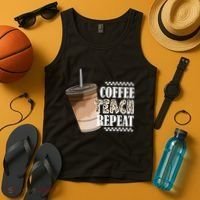 Coffee Teach Repeat Cute Teacher Gift Tank Top thumb 4
