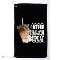 Coffee Teach Repeat Cute Teacher Gift Golf Towel thumb 0