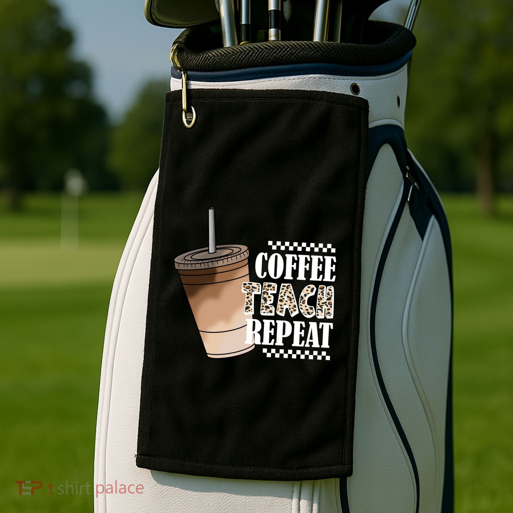 Coffee Teach Repeat Cute Teacher Gift Golf Towel