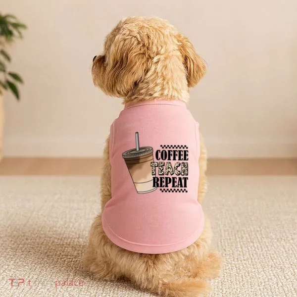Coffee Teach Repeat Cute Teacher Gift Doggie Tank