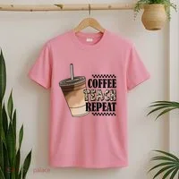 Coffee Teach Repeat Cute Teacher Gift T-Shirt thumb 2