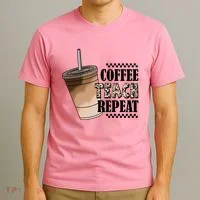 Coffee Teach Repeat Cute Teacher Gift T-Shirt thumb 3