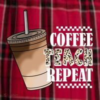 Coffee Teach Repeat Cute Teacher Gift Men's Flannel Plaid Pajama Pants thumb 2