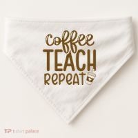 Coffee Teach Repeat USA-Made Doggie Bandana thumb 0