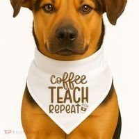 Coffee Teach Repeat USA-Made Doggie Bandana thumb 1