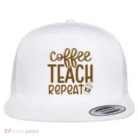 Coffee Teach Repeat Flat Bill Trucker Hat thumb 0