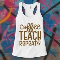 Coffee Teach Repeat Women's Tank Top thumb 3