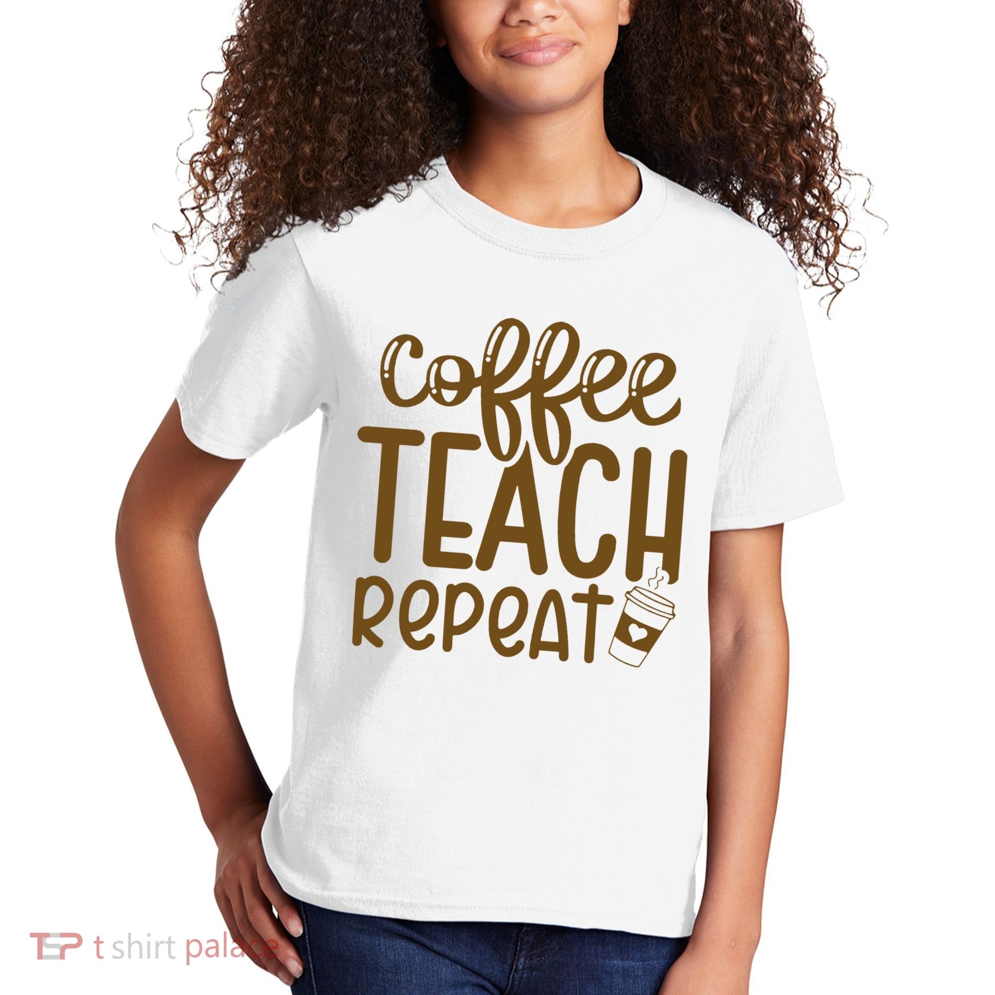 Coffee Teach Repeat Kids T-Shirt
