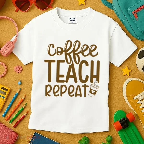 Coffee Teach Repeat Kids T-Shirt