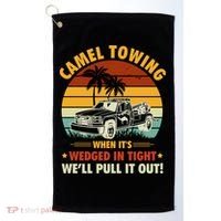 Camel Towing Retro Adult Humor Saying Funny Halloween Gift Golf Towel thumb 0