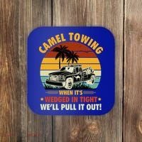 Camel Towing Retro Adult Humor Saying Funny Halloween Gift Coaster thumb 0