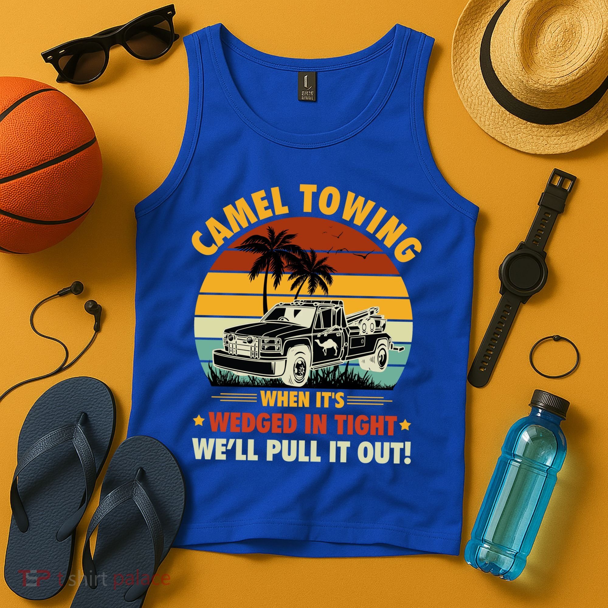 Camel Towing Retro Adult Humor Saying Funny Halloween Gift Tank Top
