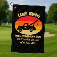 Camel Towing Retro Adult Camel Toe Funny Saying Gift Golf Towel thumb 1