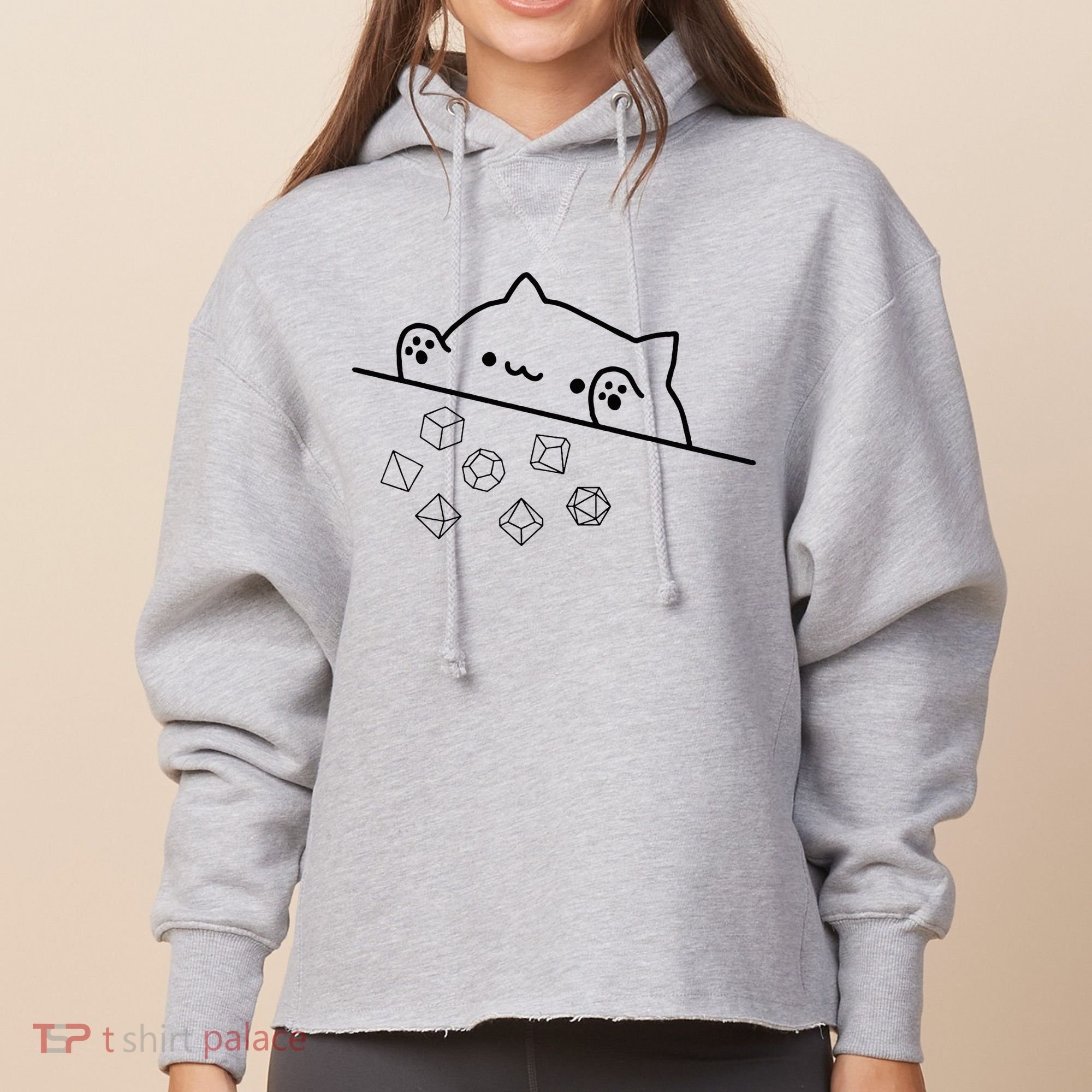 Cat Throwing Rainbow Dice Tabletop Rpg Ladies Heavyweight Boxy Pullover Hoodie