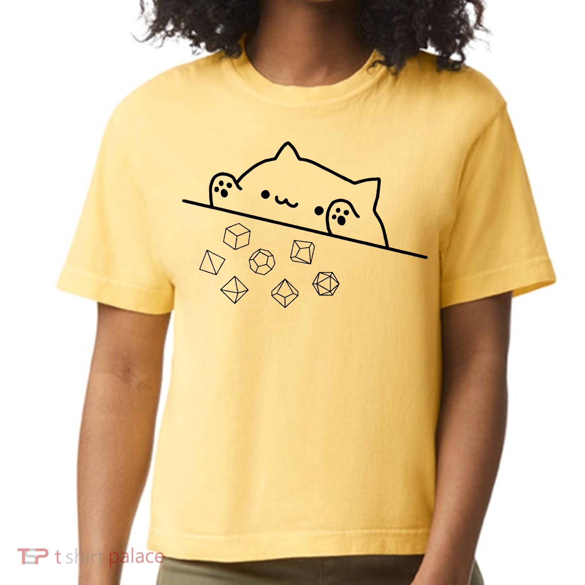 Cat Throwing Rainbow Dice Tabletop Rpg Comfort Colors Boxy T-Shirt
