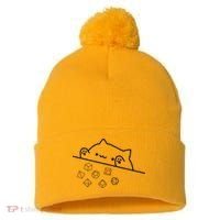 Cat Throwing Rainbow Dice Tabletop Rpg Pom Pom 12in Knit Beanie thumb 0