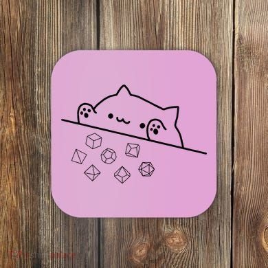 Cat Throwing Rainbow Dice Tabletop Rpg Coaster
