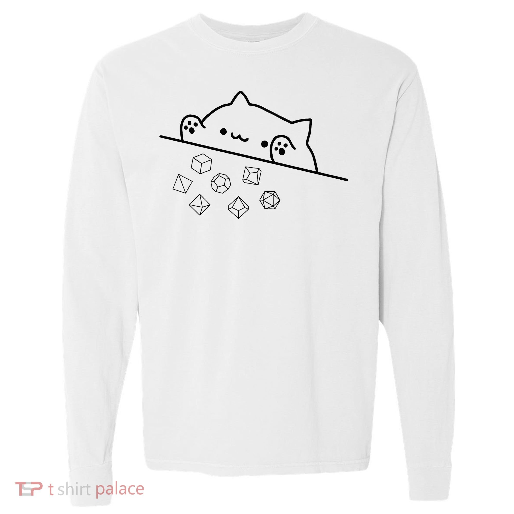 Cat Throwing Rainbow Dice Tabletop Rpg Comfort Colors Heavyweight Long Sleeve T-Shirt