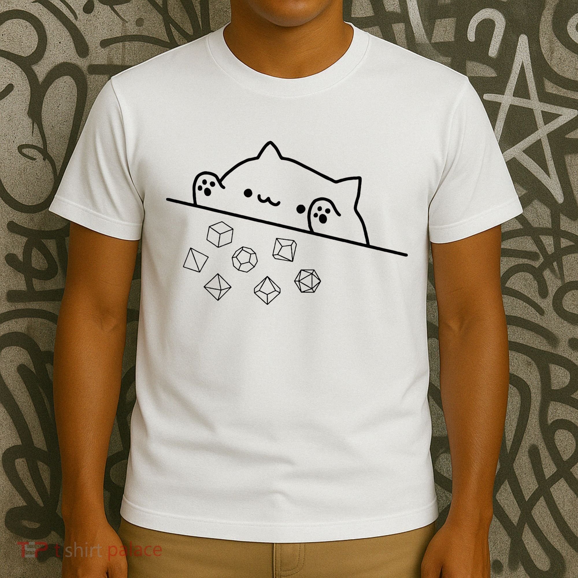 Cat Throwing Rainbow Dice Tabletop Rpg T-Shirt