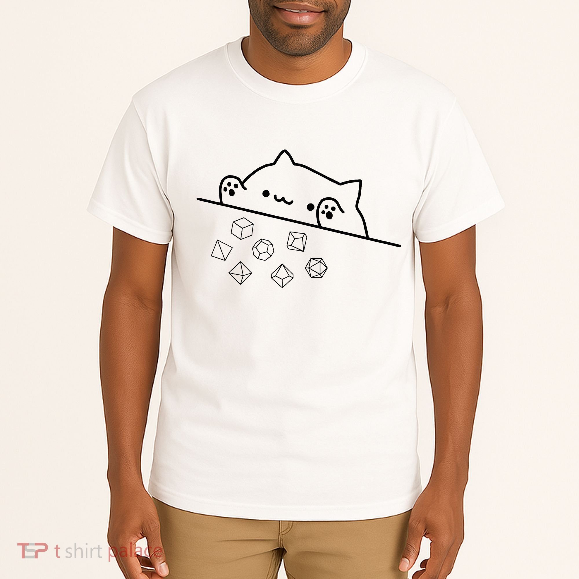 Cat Throwing Rainbow Dice Tabletop Rpg Tall T-Shirt