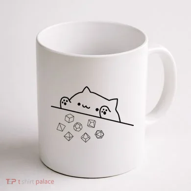 Cat Throwing Rainbow Dice Tabletop Rpg Coffee Mug back