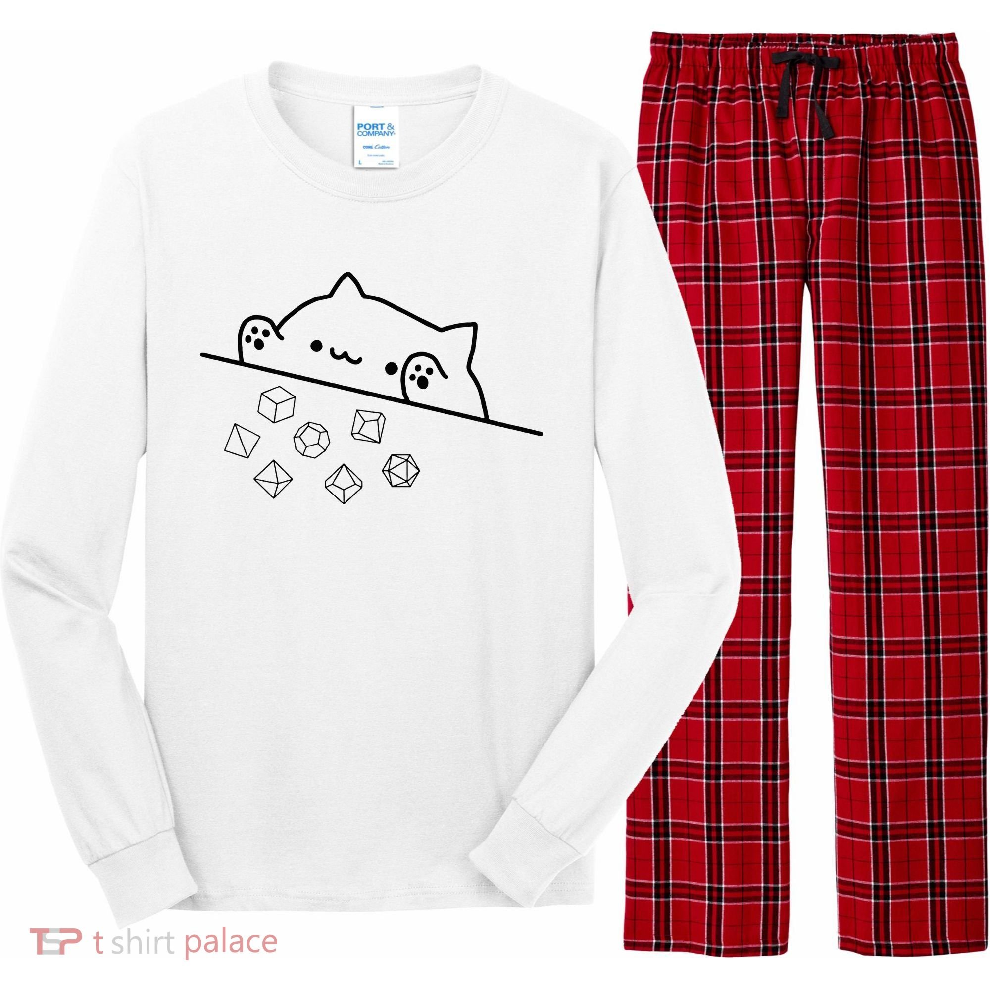 Cat Throwing Rainbow Dice Tabletop Rpg Long Sleeve Pajama Set