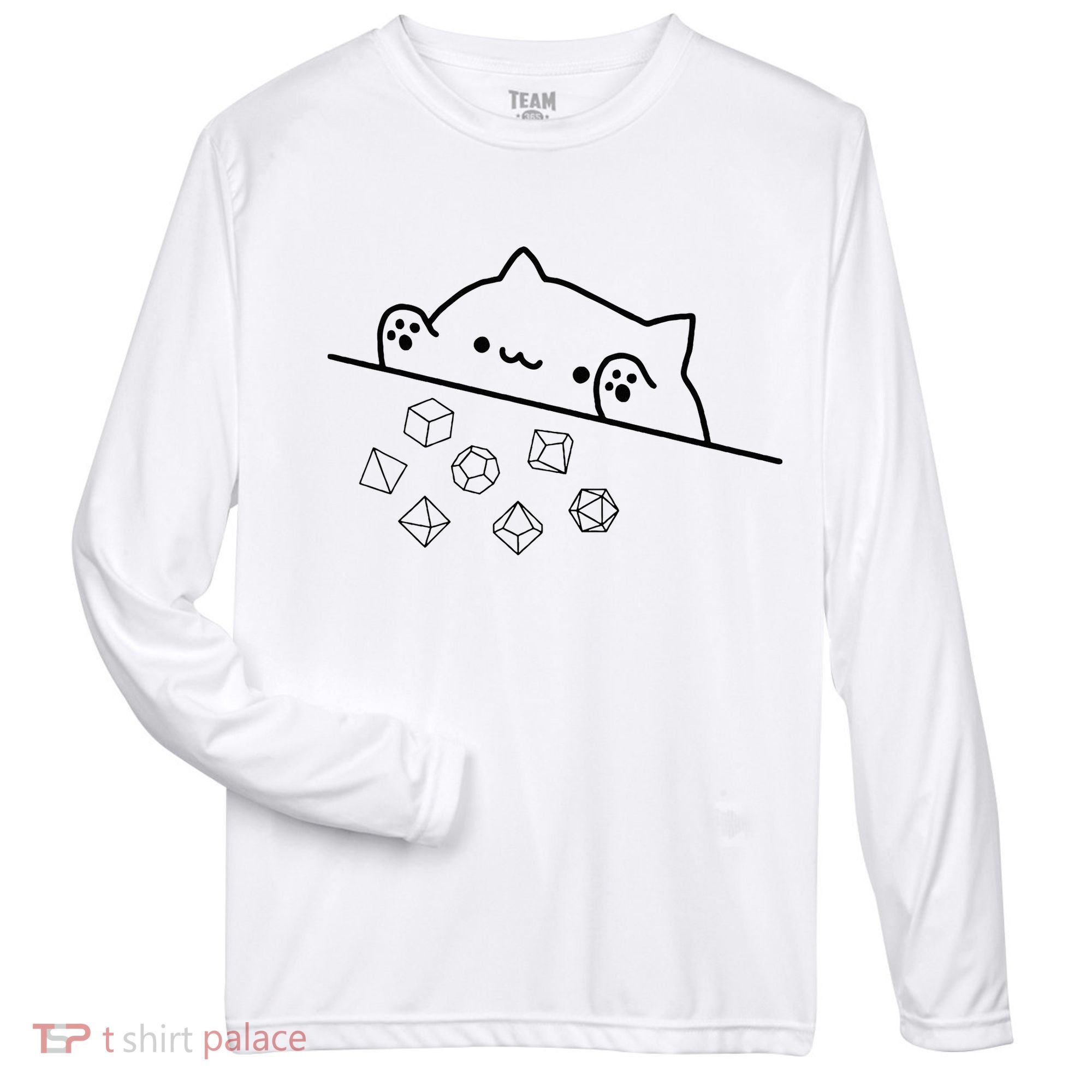 Cat Throwing Rainbow Dice Tabletop Rpg Zone Performance Long-Sleeve T-Shirt