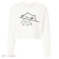Cat Throwing Rainbow Dice Tabletop Rpg Cropped Pullover Crew thumb 0