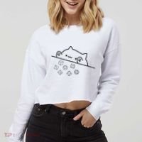 Cat Throwing Rainbow Dice Tabletop Rpg Cropped Pullover Crew thumb 2