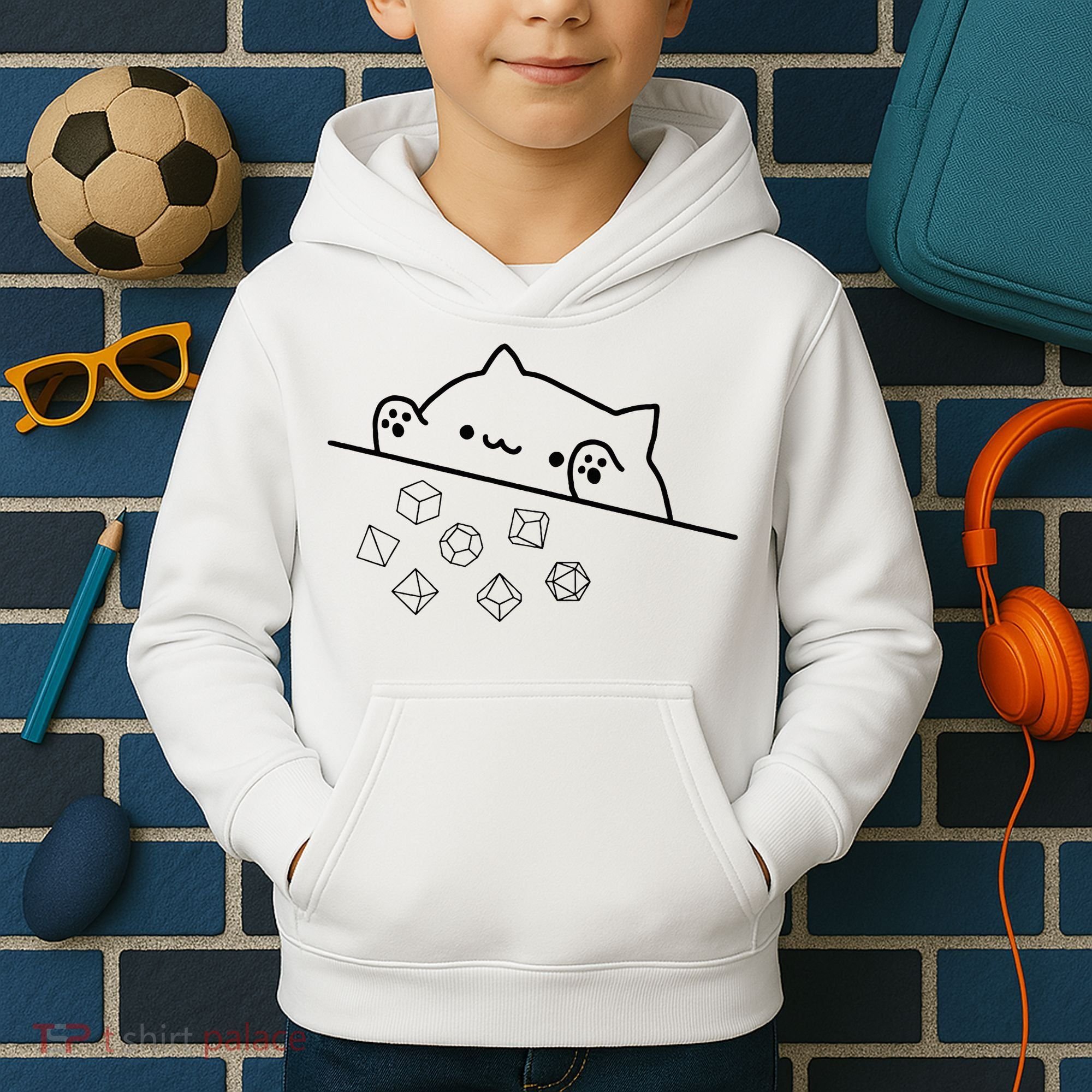 Cat Throwing Rainbow Dice Tabletop Rpg Kids Hoodie