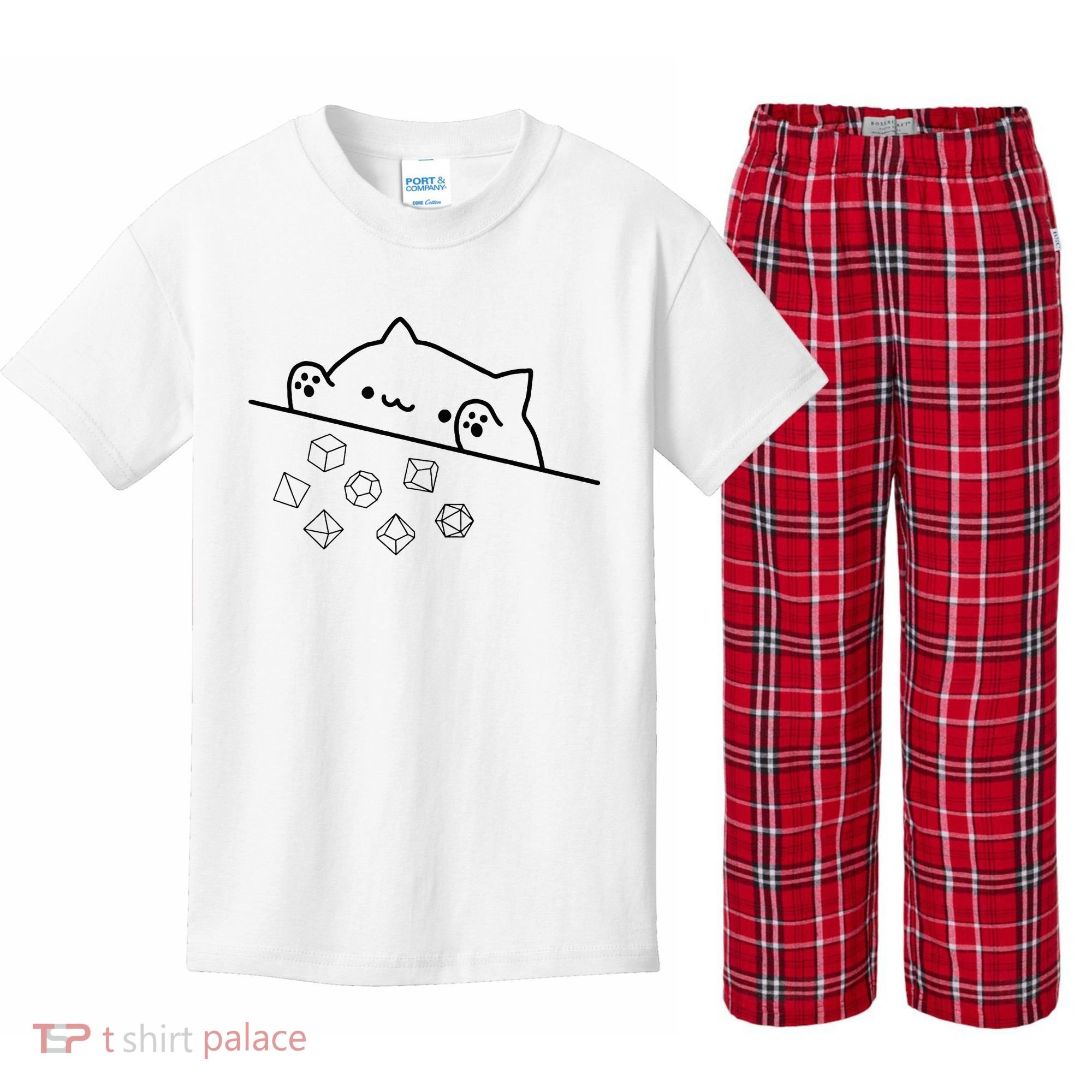Cat Throwing Rainbow Dice Tabletop Rpg Kids Plaid Pajama Set