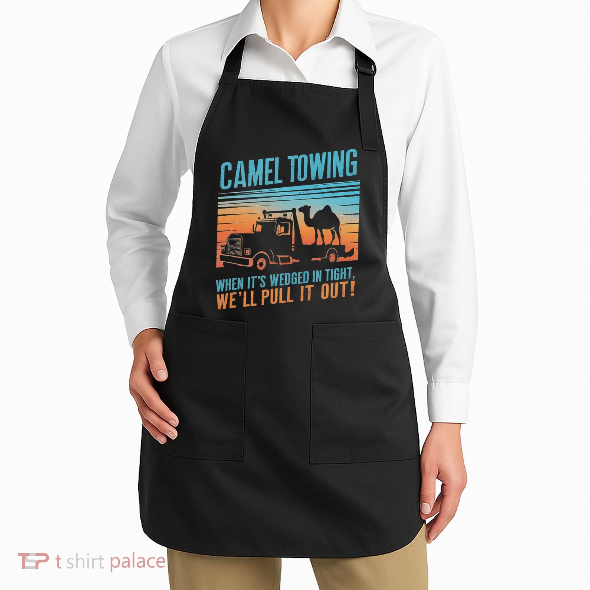 Camel Towing Retro Adult Humor Saying Apron