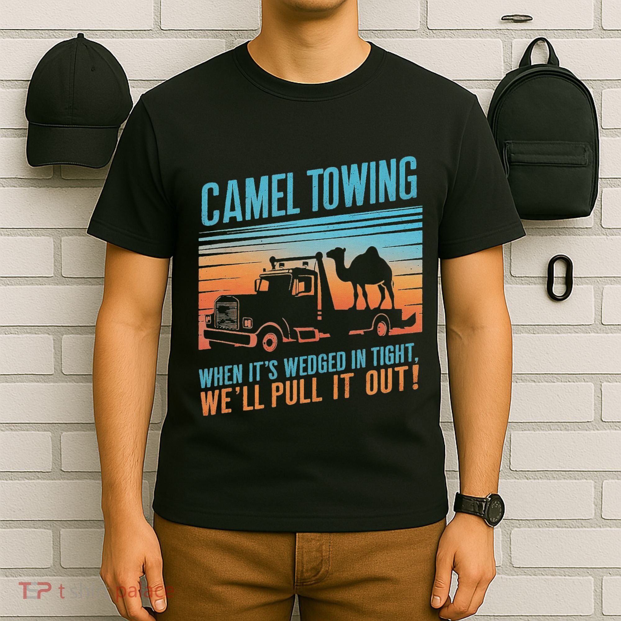 Camel Towing Retro Adult Humor Saying T-Shirt