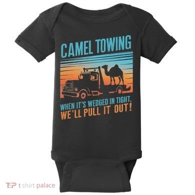 Camel Towing Retro Adult Humor Saying Baby Bodysuit