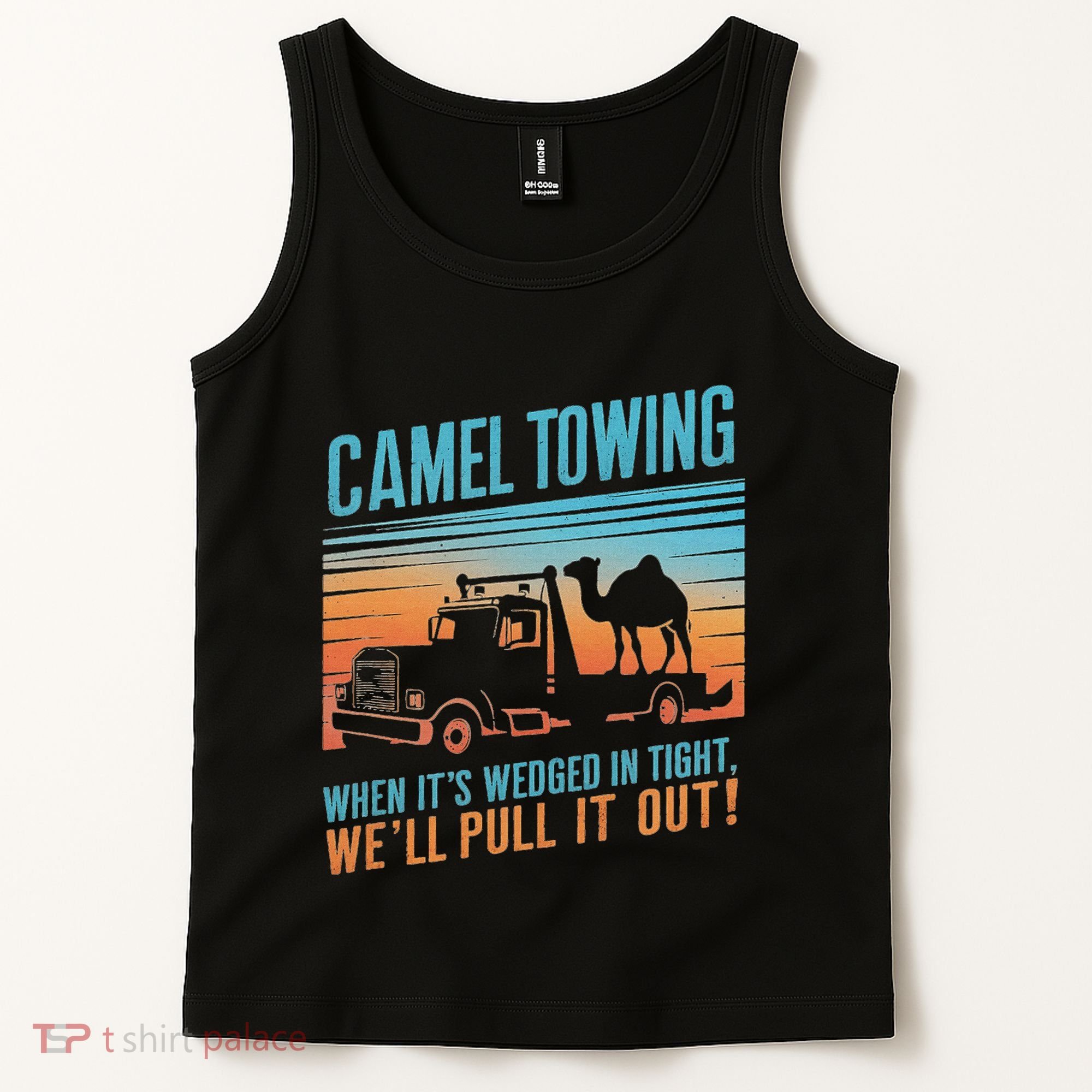 Camel Towing Retro Adult Humor Saying Tank Top