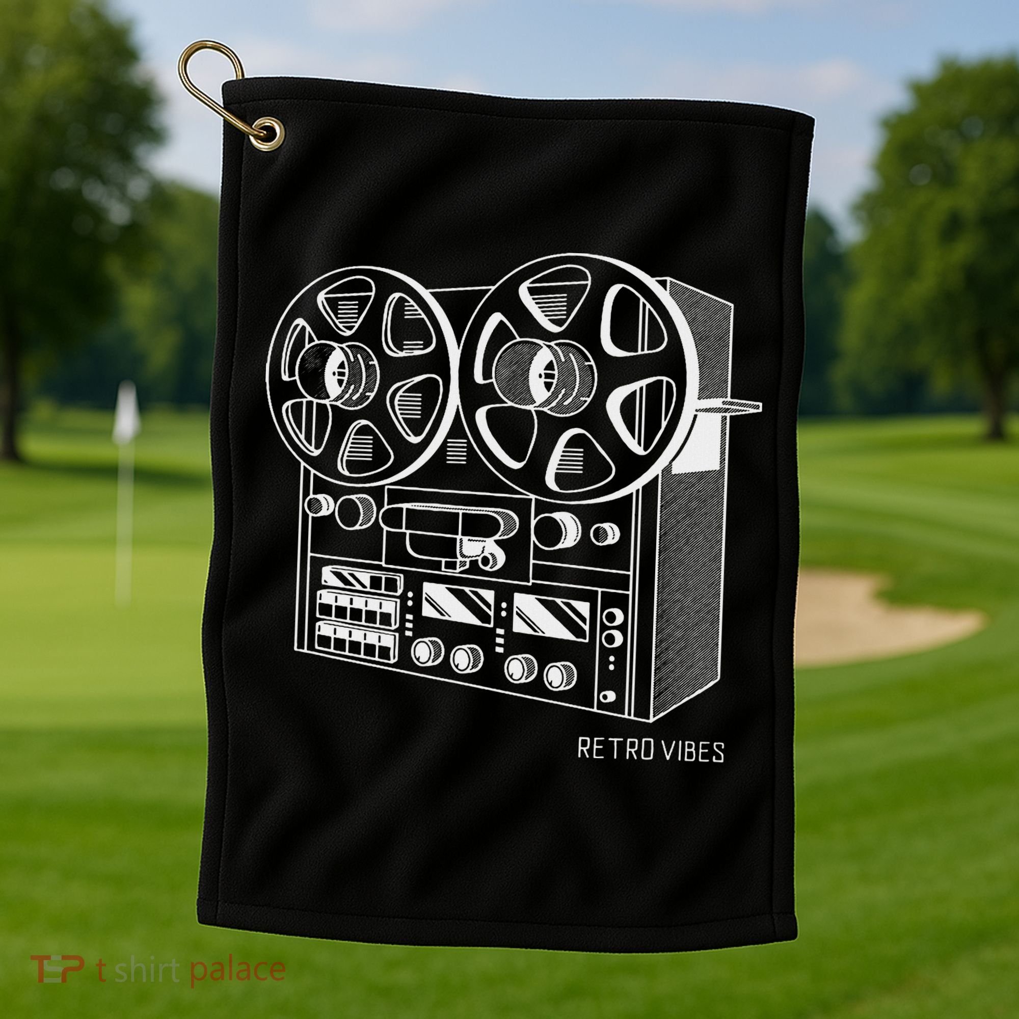 Cassette Tape Reel To Reel Analog Sound System Golf Towel
