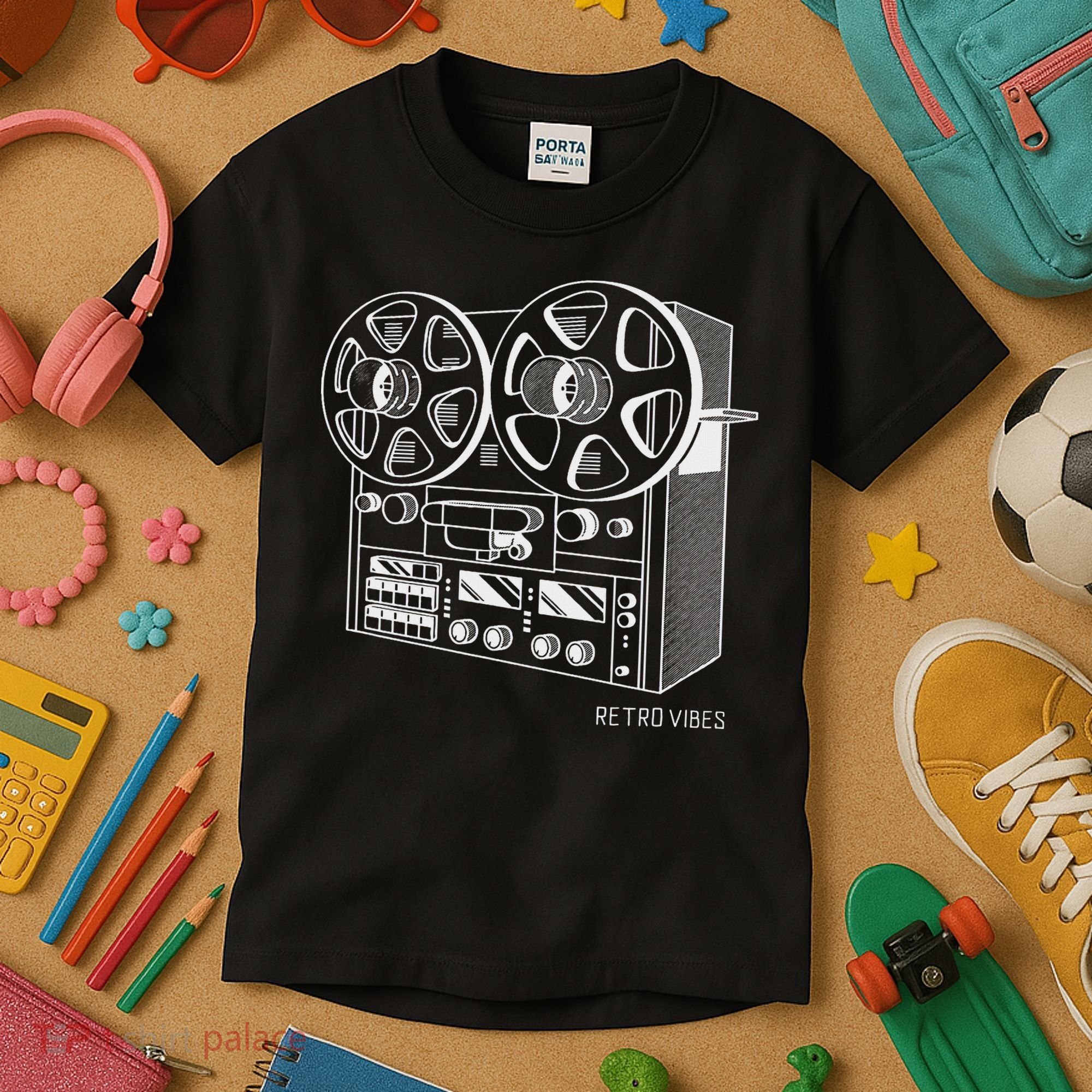 Cassette Tape Reel To Reel Analog Sound System Kids T-Shirt