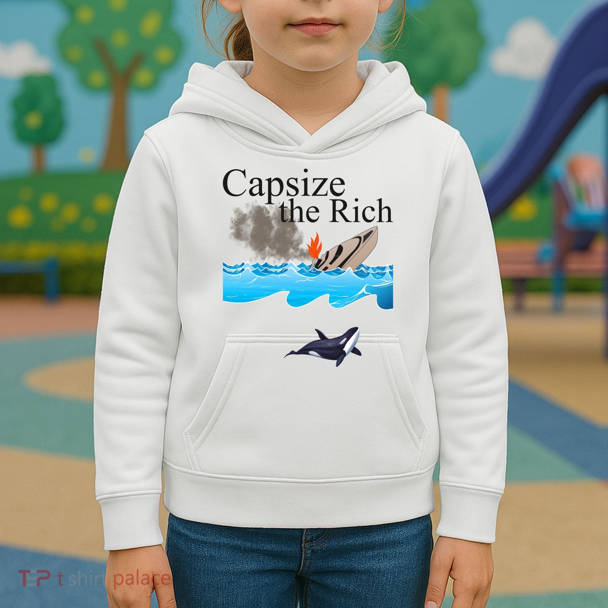 Capsize The Rich Orca Awareness Kids Hoodie