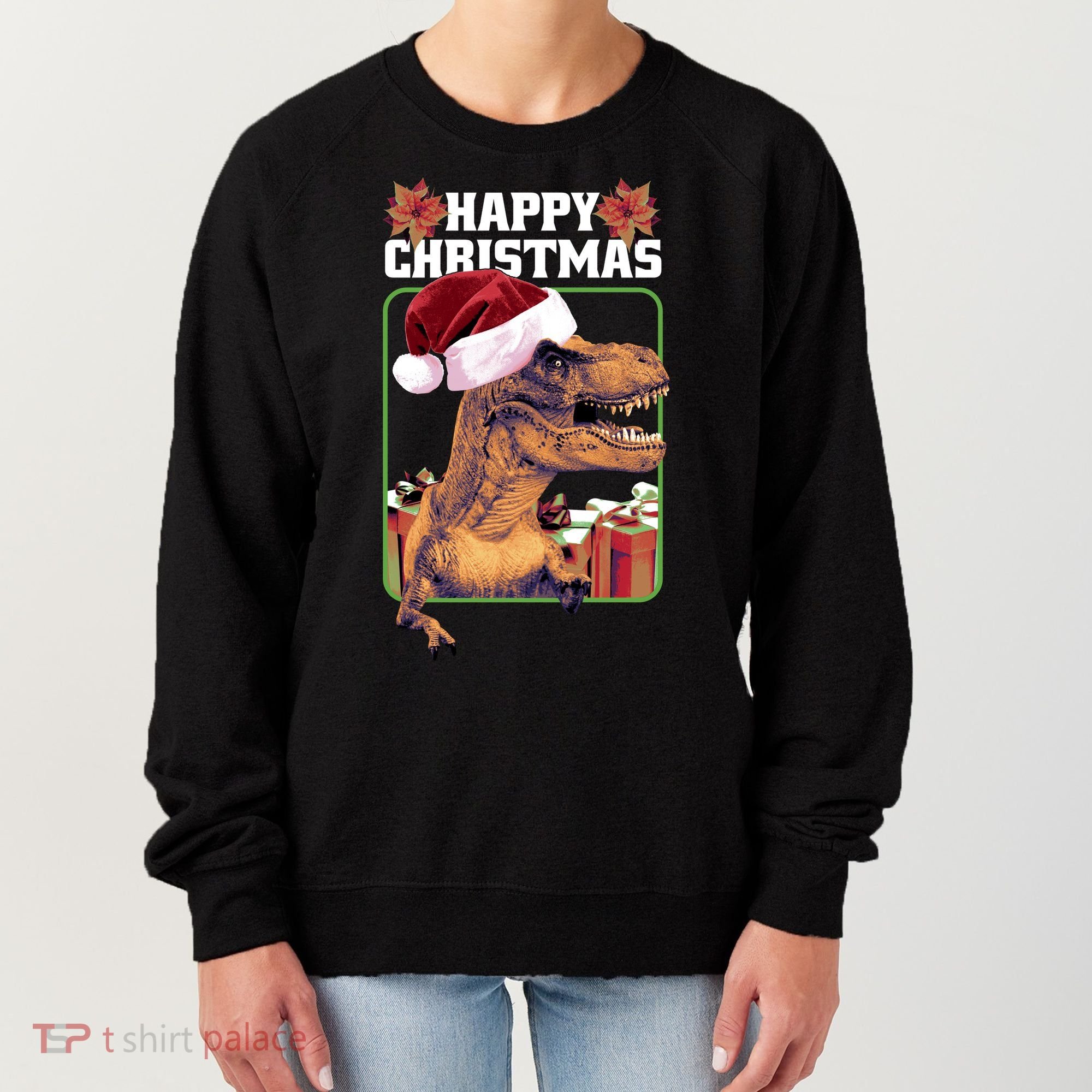 Cool T Rex Happy Christmas Women's Sweatshirt